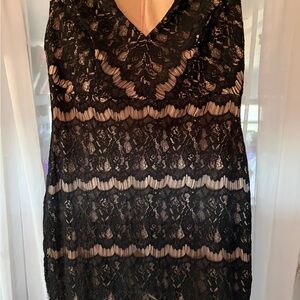 MARINA Black and Tan Dress